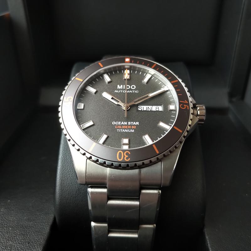 Eladó full set garanciás Mido Ocean Star 200 Titanium férfi automata titán karóra