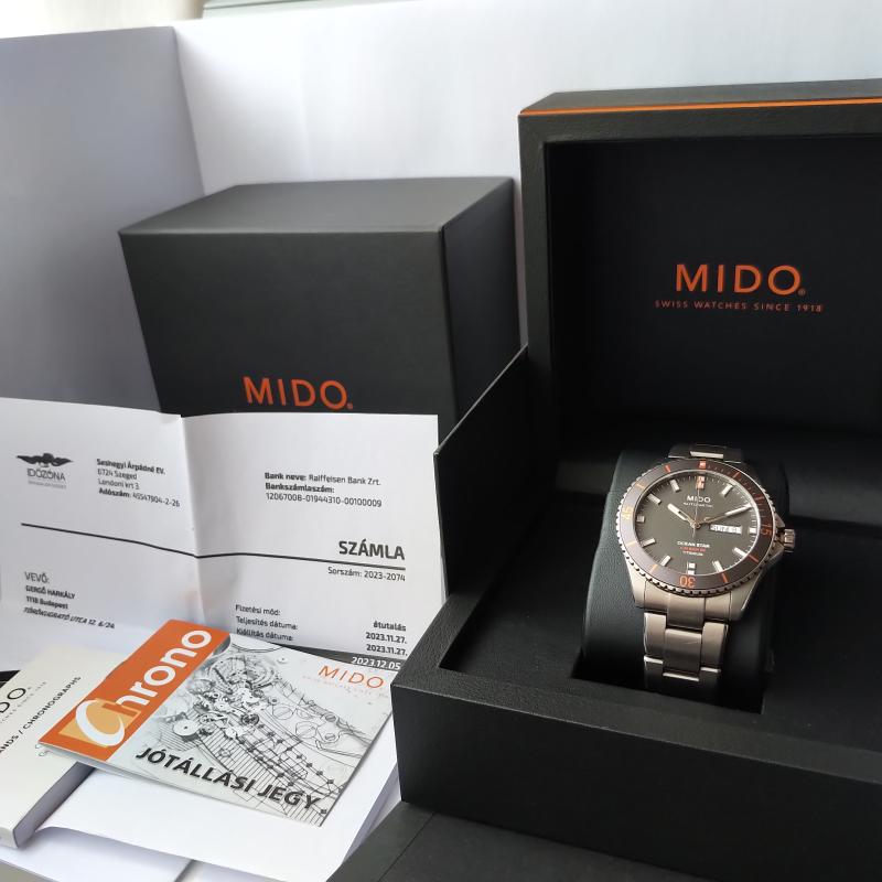 Eladó full set garanciás Mido Ocean Star 200 Titanium férfi automata titán karóra